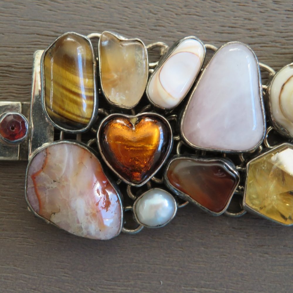 Silver Multi Stone Statement Bracelet - image 4